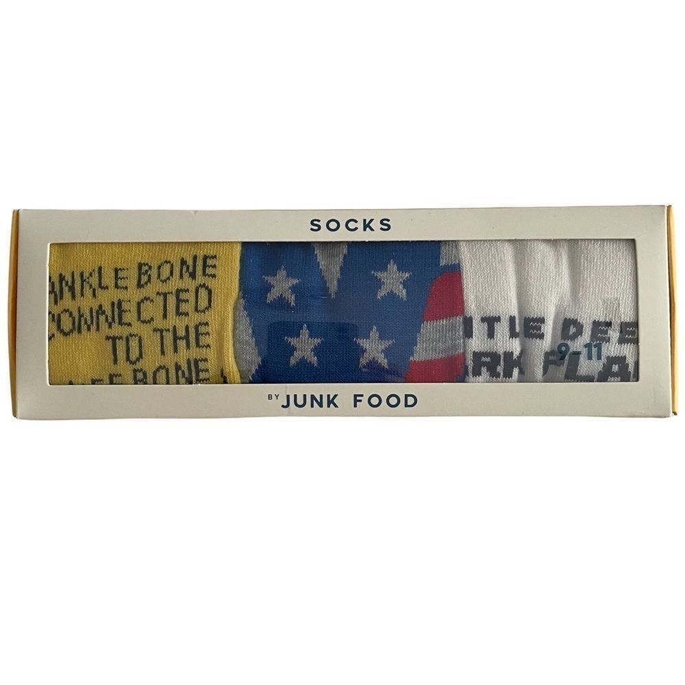 New in Box Junk Food Crew Socks 3 Pair